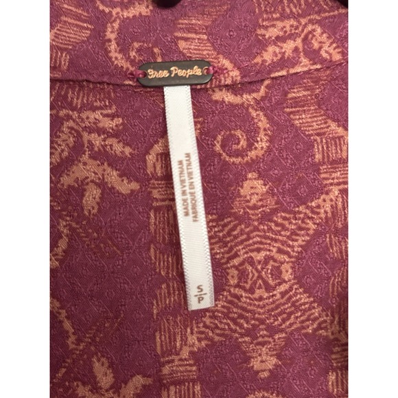 Free People Bohemian Long Sleeve S Mia Tunic Aztec Print Blouse Pink Viscose - Picture 3 of 6